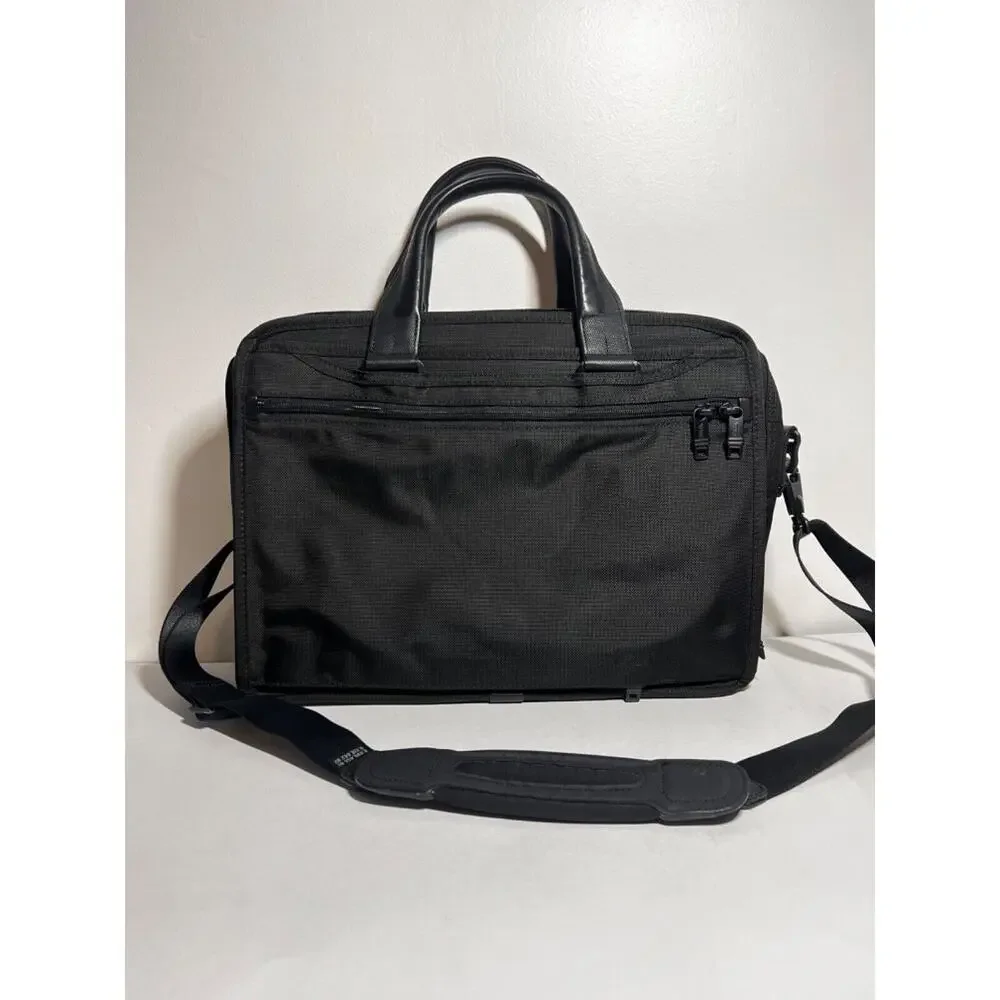 Tumi VGUC Black Ballistic Nylon Expandable Organizer Laptop Brief Bag Travel